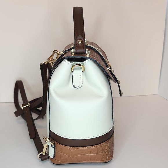 House of Harlow 1960 Purse Backpack Italian Leather Crystal Stud - Brown -NWT - Picture 6 of 12